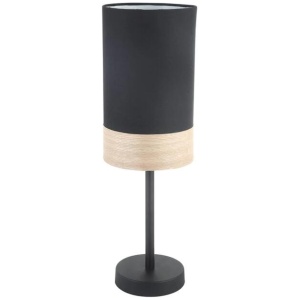 TAMBURA Table Lamp ES Small Black Cloth Oblong OD150mm with Blonde Wood