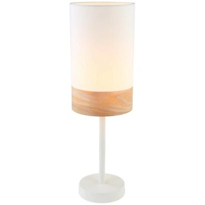 TAMBURA Table Lamp ES Small White Cloth Oblong OD150mm with Blonde Wood