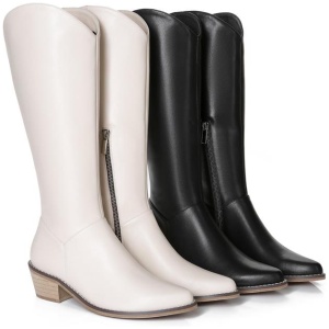 TARRAMARRA® Women Leather Zipper Block Heel Knee-high Boots Catalina - Cream / 36