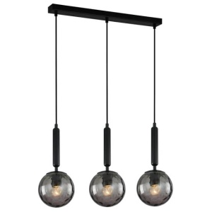 TRATTINO Pendant Lamp Light Interior ES 3X72W Black Smoke Spherical Glass Enclosed Square Base