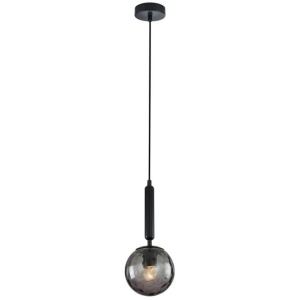 TRATTINO Pendant Lamp Light Interior ES 72W Black Smoke Spherical Glass Encl OD150 x H200mm