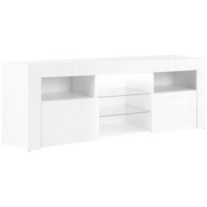 TV Cabinet Entertainment Unit Stand RGB LED Gloss Furniture 145cm White
