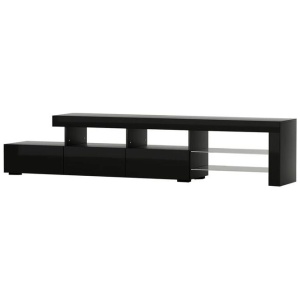 TV Cabinet Entertainment Unit Stand RGB LED Gloss Furniture 215cm Black