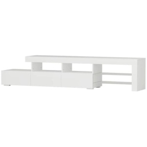 TV Cabinet Entertainment Unit Stand RGB LED Gloss Furniture 215cm White