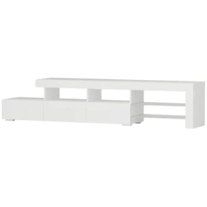 TV Cabinet Entertainment Unit Stand RGB LED Gloss Furniture 215cm White
