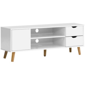 TV Cabinet Entertainment Unit Stand Wooden Scandinavian 120cm White