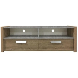 TV Stand Cabinet Entertainment Unit - Dark Oak / Matt Grey