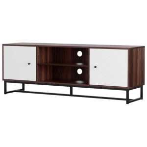 TV Unit 150cm Storage Shelves Walnut White