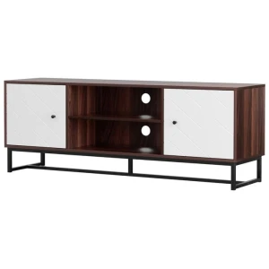 TV Unit 150cm Storage Shelves Walnut White