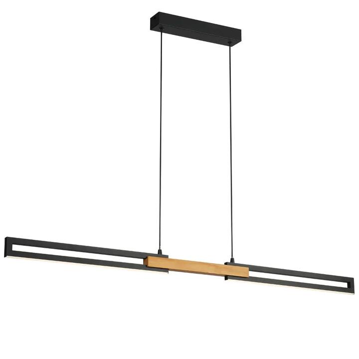 Thorin Contemporary Pendant Hanging Lamp Light Metal Wood Black Oak Sand
