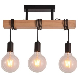 Tibery 3 Lights Modern Elegant Pendant Lamp Ceiling Light - Black & Natural