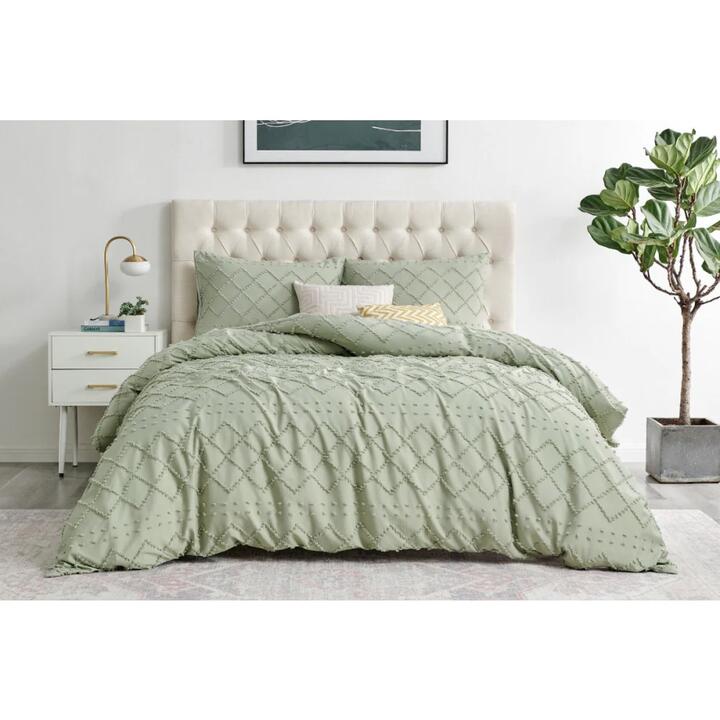 Tilly Tufted Quilt Cover Set Desert Sage