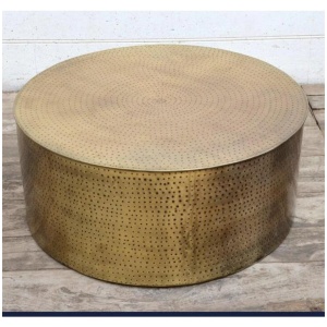 Titan Golden Hammered Metal Round Coffee Table