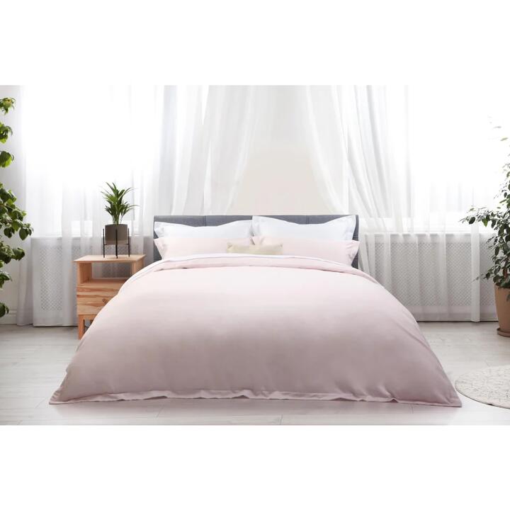 Trafalgar 1200TC Cotton Rich Quilt Cover Set - Blush, Queen