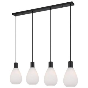 Tresor Modern Pendant Hanging Lamp Light Glass Metal Opal Matt Black