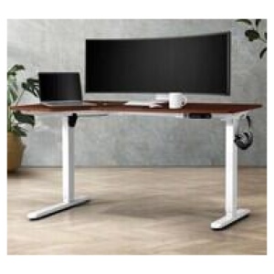 Trinny 145Cm White & Electric Standing Desk Brown