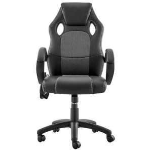 Trooper PU Leather Office Computer Work Task Gaming Massage Chair - Black/Grey