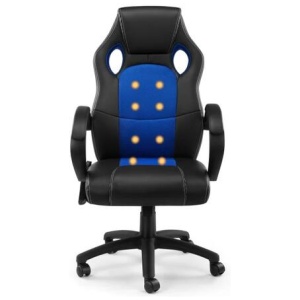 Trooper PU Leather Office Computer Work Task Gaming Massage Chair - Blue