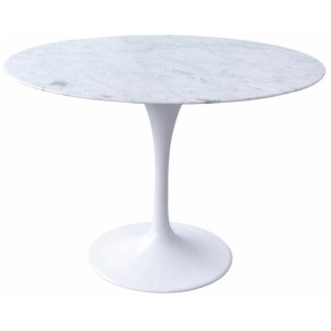 Tulip 90cm Round Marble Dining Table - Eero Saarinen - Aluminium by Interior Secrets - AfterPay Available
