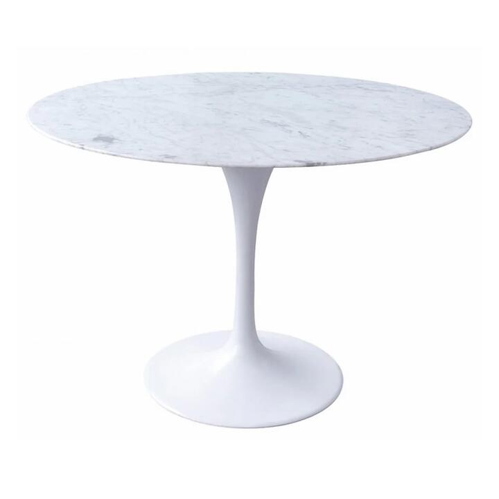 Tulip 90cm Round Marble Dining Table - Eero Saarinen - Aluminium by Interior Secrets - AfterPay Available