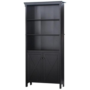 Tyann 5-Shelf Bookcase Display Storage Cabient W/ 2-Doors - Espresso