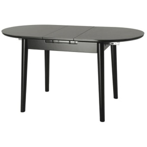 Tyron Oval Extension Wooden Ceramic Dining Table 110-140cm - Black Ceramic