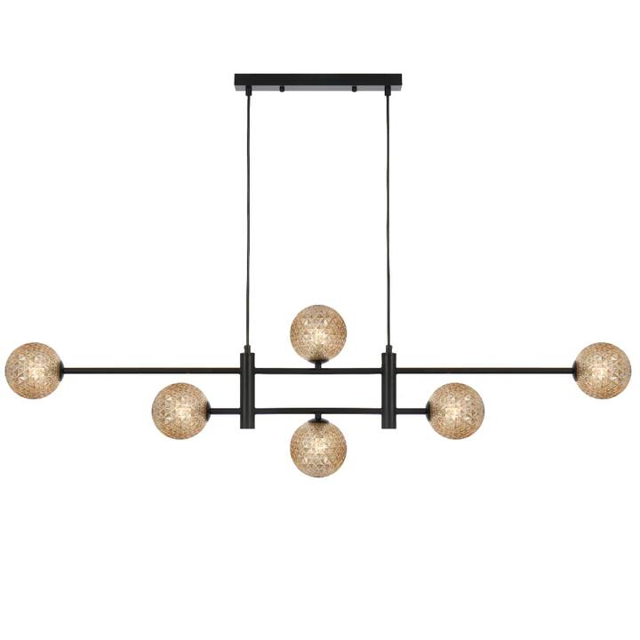 Tyson Modern Pendant Hanging Lamp Light Glass Metal Amber Black Matte