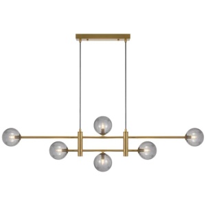 Tyson Modern Pendant Hanging Lamp Light Glass Metal Antique Gold Smoke Polished