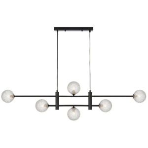 Tyson Modern Pendant Hanging Lamp Light Glass Metal Black Clear Matte