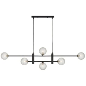Tyson Modern Pendant Hanging Lamp Light Glass Metal Black Clear Matte