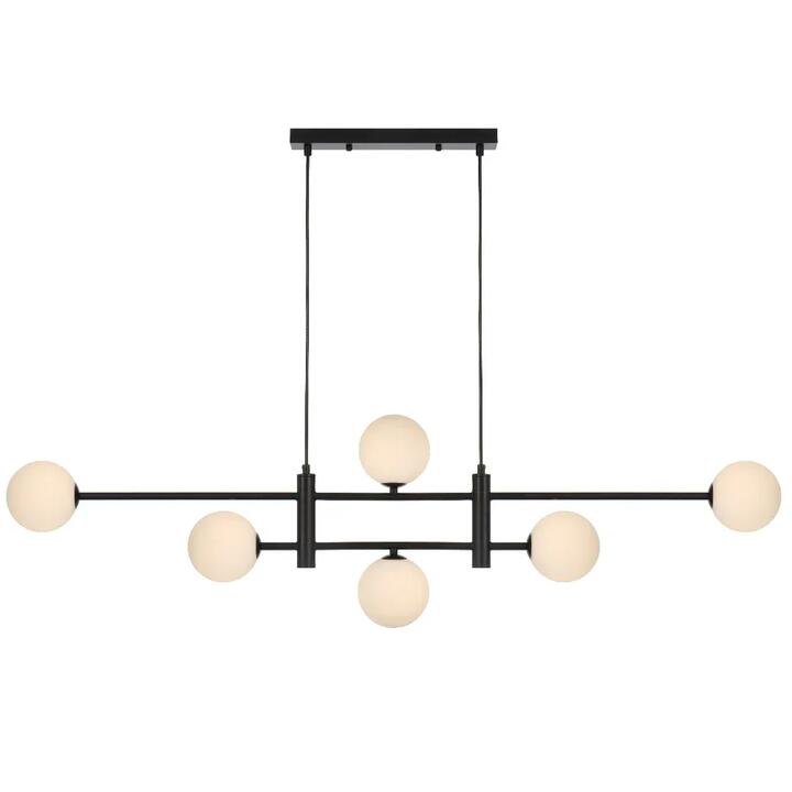Tyson Modern Pendant Hanging Lamp Light Glass Metal Black Opal Matt Matte