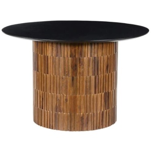 Tyson Round Wooden Kitchen Dining Table 120cm - Black/Brown