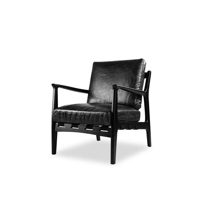 United Strangers At Ease Relaxing Lounge Accent Leather Armchair - Black