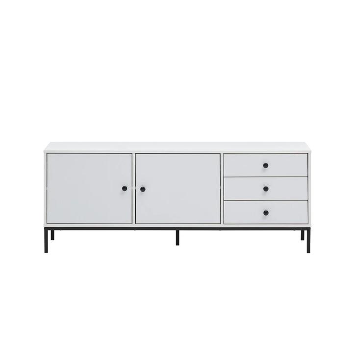 Urbano Low Sideboard Buffet Unit W/ 2-Doors 3-Drawers - White/Black