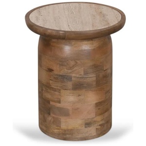Urbina 40cm Travertine Top Side Table - Natural by Interior Secrets - AfterPay Available