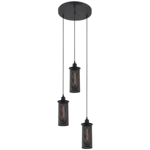 VENETO Pendant Lamp Light Interior ESx3 Black Mesh Oblong x 3 with Round OD320mm