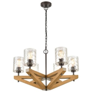 VOTIF Pendant Lamp Light Interior ESx6 OD799mm Candelabra Oak Wood