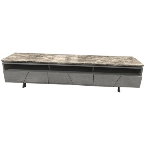 Valeria Luxurious Marble Foil TV Stand Entertainment Unit Storage Cabinet - Grey