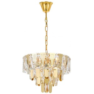 Valerie Contemporary Pendant Hanging Lamp Light Stainless Steel Crystal Gold Clear