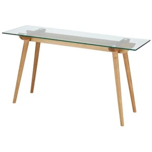 Valparaiso Glass Top Hallway Console Hall Table Wooden Legs - Natural