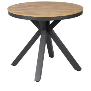 Vanesa 90cm Round Charcoal Outdoor Dining Table - Natural by Interior Secrets - AfterPay Available