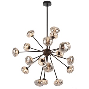 Varlin Contemporary Pendant Hanging Lamp Light Metal Glass Black Matte Mirror