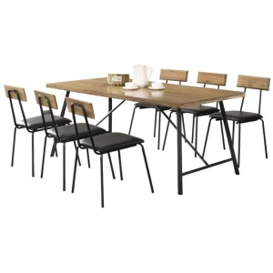 Vegas 6 Seater Dining Set 1.8m Rectangular Dining Table & 6 Dining Chairs - Maple