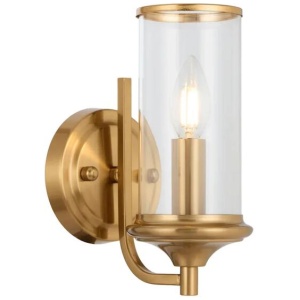 Velden Industrial Wall Lamp Light Metal Glass Copper Clear Polished