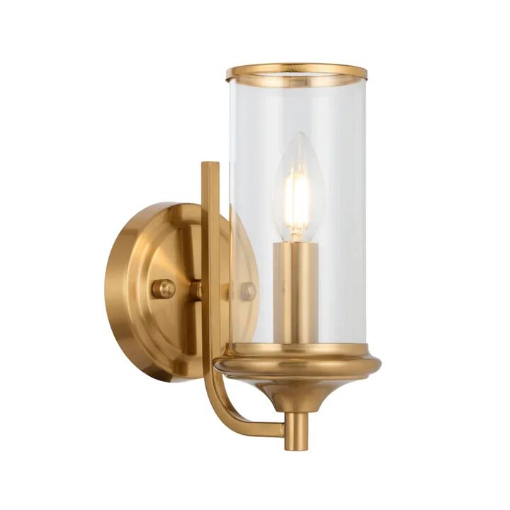 Velden Industrial Wall Lamp Light Metal Glass Copper Clear Polished