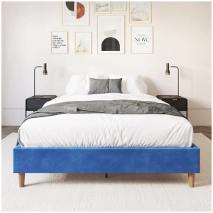 Velvet Blue Bed Frame- Queen
