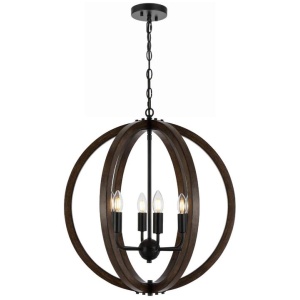 Vestal Modern Pendant Hanging Lamp Light Metal Wood Black Walnut Matte Wood Tones