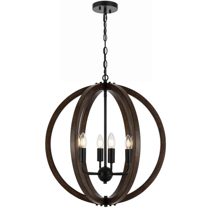 Vestal Modern Pendant Hanging Lamp Light Metal Wood Black Walnut Matte Wood Tones