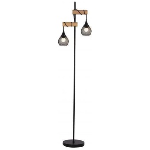 Vienna Slim Standing Floor Lamp Metal Base Dual Twin Lights - Black