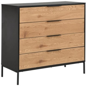 Vita Chest Of 4-Drawers Tallboy Storage Cabinet - Black/Oak